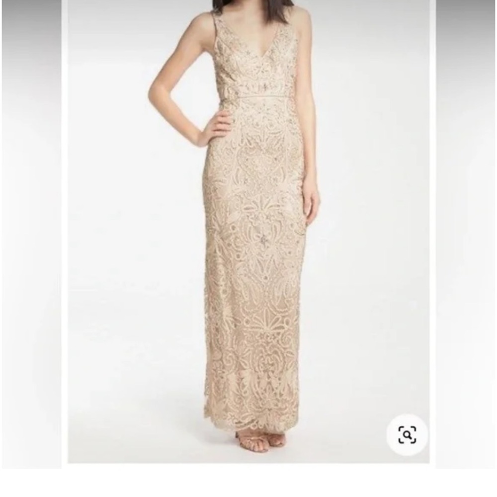 Sue Wong Beige Lace Formal dress in size-4